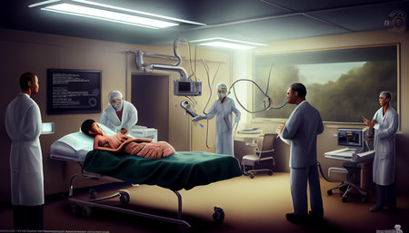 World Health Day, the key to global wellness cartoon doctor treating patientの写真素材