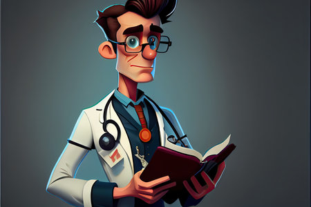 World Health Day, the key to global wellness cartoon doctor treating patientの写真素材