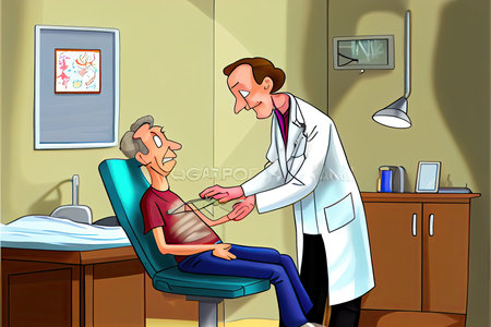 World Health Day, the key to global wellness cartoon doctor treating patientの写真素材