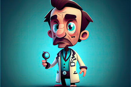 World Health Day, the key to global wellness cartoon doctor treating patientの写真素材