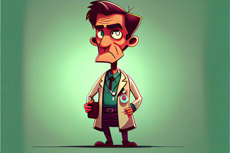 World Health Day, the key to global wellness cartoon doctor treating patientの写真素材