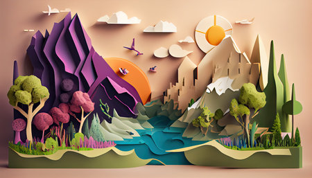 Environmental concept in paper style Earth Day the importance of loving natureの写真素材