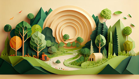 Environmental concept in paper style Earth Day the importance of loving nature