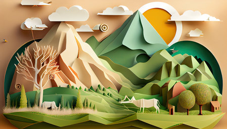 <p>Environmental concept in paper style Earth Day the importance of loving nature</p>の写真素材