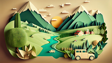 Environmental concept in paper style Earth Day the importance of loving natureの写真素材