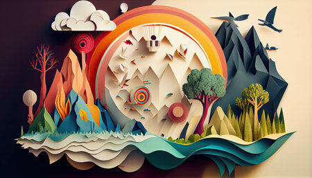 Environmental concept in paper style Earth Day the importance of loving natureの写真素材