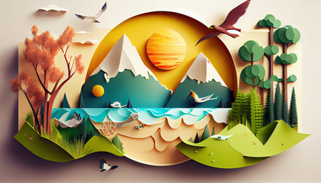 Environmental concept in paper style Earth Day the importance of loving nature