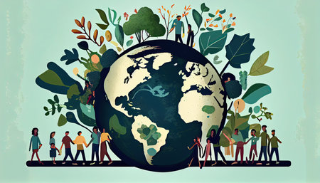 World environment day with people caring for the earth save planet Earth Day the importance of loving natureの素材