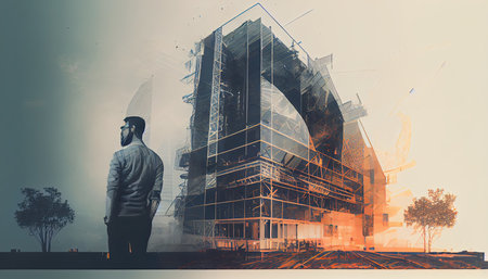 Building construction engineering project devotion with double Labor Day and the importance of workers AI Generatedの素材