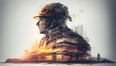 Building construction engineering project devotion with double Labor Day and the importance of workers AI Generatedの素材