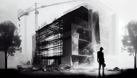 Building construction engineering project devotion with double Labor Day and the importance of workers AI Generatedの素材