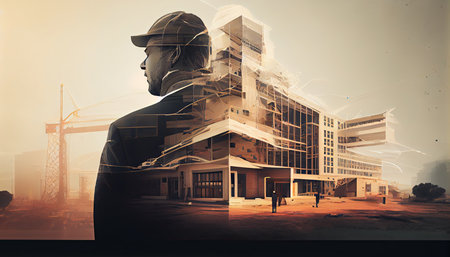 Building construction engineering project devotion with double Labor Day and the importance of workers AI Generatedの素材