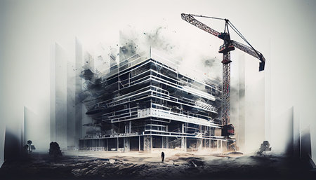 Building construction engineering project devotion with double Labor Day and the importance of workers AI Generatedの素材