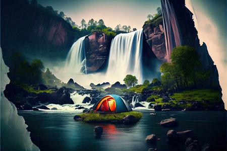 world tourism day 27 september, travel camping AI Generatedの素材