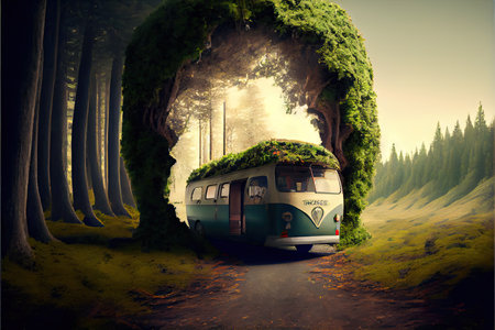 world tourism day 27 september, travel camping AI Generatedの素材