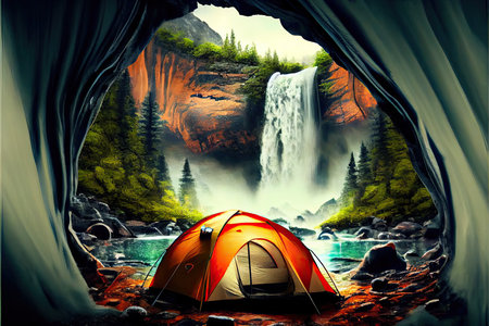 world tourism day 27 september, travel camping AI Generatedの素材