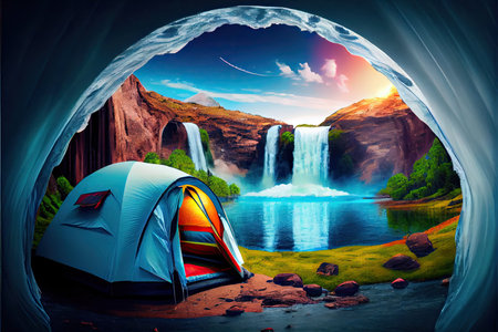 world tourism day 27 september, travel camping AI Generatedの素材