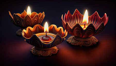 Diwali the triumph of light and kindness Hindu festival of lights celebration Diya oil lamps 24th October Generative AIの素材