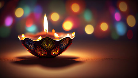Diwali the triumph of light and kindness Hindu festival of lights celebration Diya oil lamps 24th October Generative AIの素材