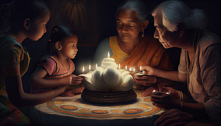 Diwali the triumph of light and kindness Hindu festival of lights celebration Diya oil lamps 24th October Generative AIの素材