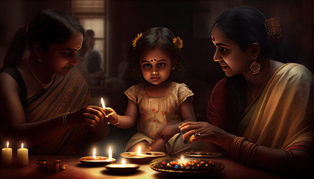 Diwali the triumph of light and kindness Hindu festival of lights celebration Diya oil lamps 24th October Generative AIの素材