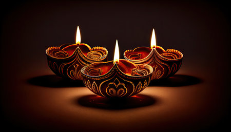 Diwali the triumph of light and kindness Hindu festival of lights celebration Diya oil lamps 24th October Generative AIの素材