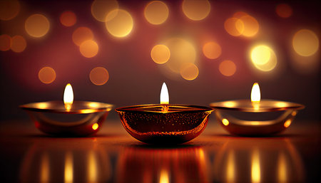 Diwali the triumph of light and kindness Hindu festival of lights celebration Diya oil lamps 24th October Generative AIの素材