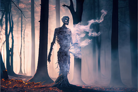 Halloween day eyes of Jack O' Lanterns trick or treating Samhain All Hallows' Eve All Saints' Eve All hallowe'en spooky Horror Ghost Demon background October 31 Generative AIの素材