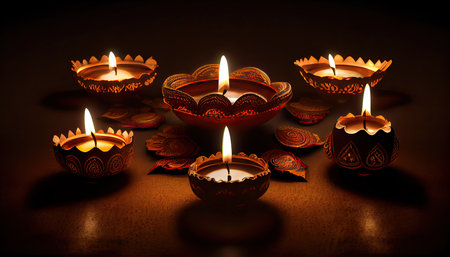 Diwali the triumph of light and kindness Hindu festival of lights celebration Diya oil lamps 24th October Generative AIの素材