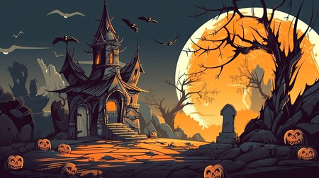 Halloween day eyes of Jack O' Lanterns trick or treating Samhain All Hallows' Eve All Saints' Eve All hallowe'en spooky Horror Ghost Demon background October 31 Generative AIの素材