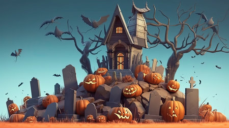 Halloween day eyes of Jack O' Lanterns trick or treating Samhain All Hallows' Eve All Saints' Eve All hallowe'en spooky Horror Ghost Demon background October 31 Generative AIの素材