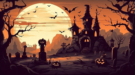 Halloween day eyes of Jack O' Lanterns trick or treating Samhain All Hallows' Eve All Saints' Eve All hallowe'en spooky Horror Ghost Demon background October 31 Generative AIの素材