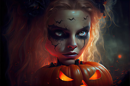 Halloween day eyes of Jack O' Lanterns trick or treating Samhain All Hallows' Eve All Saints' Eve All hallowe'en spooky Horror Ghost Demon background October 31 Generative AIの素材