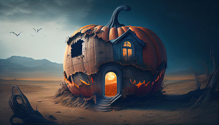 Halloween day eyes of Jack O' Lanterns trick or treating Samhain All Hallows' Eve All Saints' Eve All hallowe'en spooky Horror Ghost Demon background October 31 Generative AIの素材