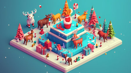 Merry Christmas 3D isometricの素材