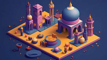 Ramadan The ninth month of Islamic calendar Observed by Muslims around world as A month of fasting prayer repercussions society Month commemorating first verses of Prophet Muhammad ai generated artの素材