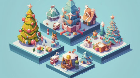 Merry Christmas 3D isometricの素材