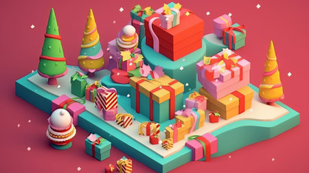 Merry Christmas 3D isometricの素材