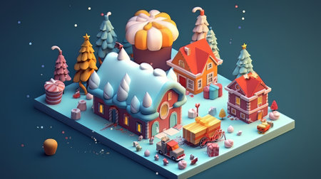 Merry Christmas 3D isometricの素材