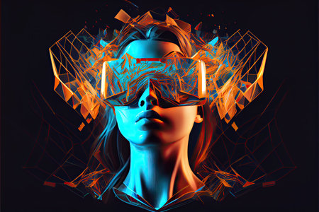 Metaverse concept and virtual world elements. virtual reality headsetの素材