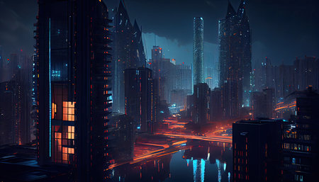 modern city At nightの素材