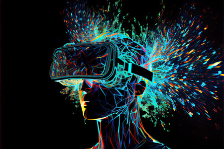 Metaverse concept and virtual world elements. virtual reality headsetの素材