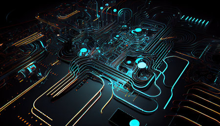 Abstract circuit cyberspace design createdの素材