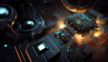 Abstract circuit cyberspace design createdの素材