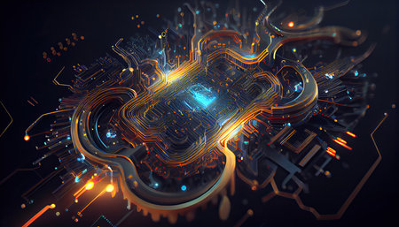 Abstract circuit cyberspace design createdの素材