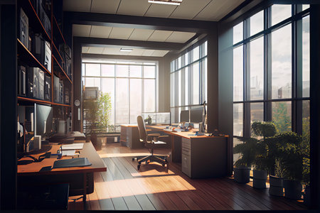 Architectural visualization of an officeの素材
