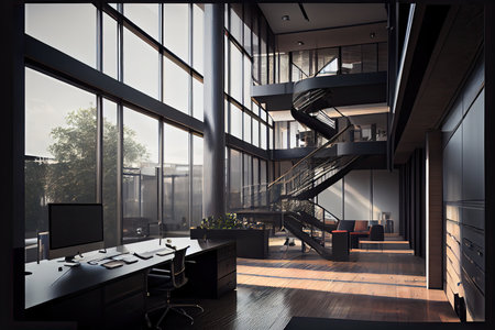 Architectural visualization of an officeの素材