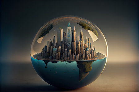 The city grows on the globeの素材