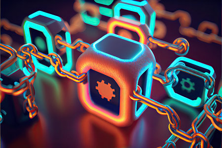Block chain concept Chain of network connectionsの素材