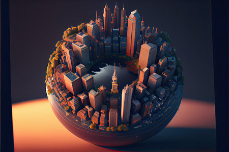 The city grows on the globeの素材
